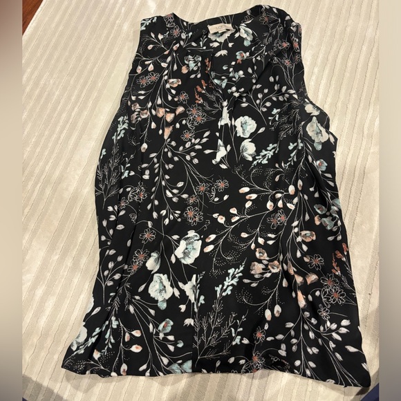 LOFT Tops - Black and floral print sleeveless blouse